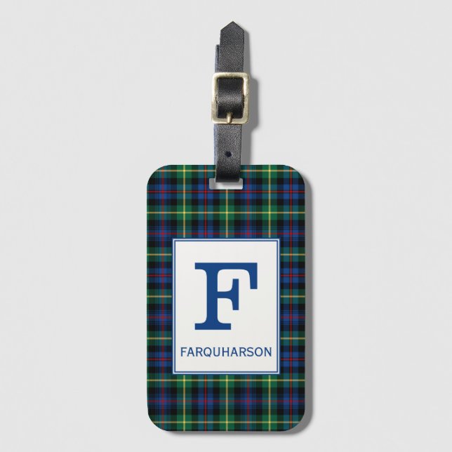 Clan Farquharson Tartan Monogrammed Luggage Tag (Front Vertical)
