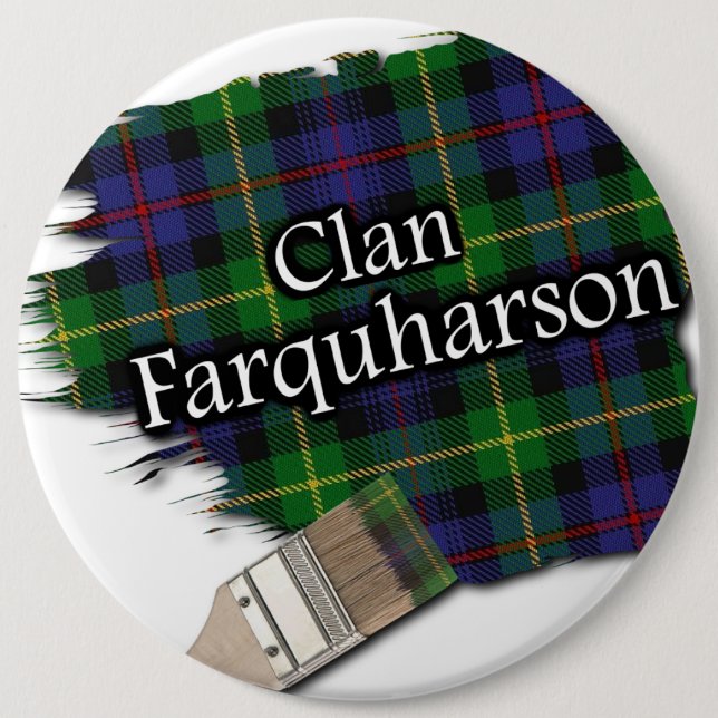 Clan Farquharson Tartan Paint Brush 6 Cm Round Badge (Front)