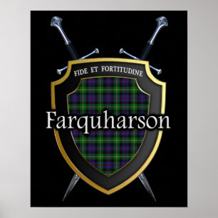 Clan Farquharson Tartan Scottish Shield & Swords Poster