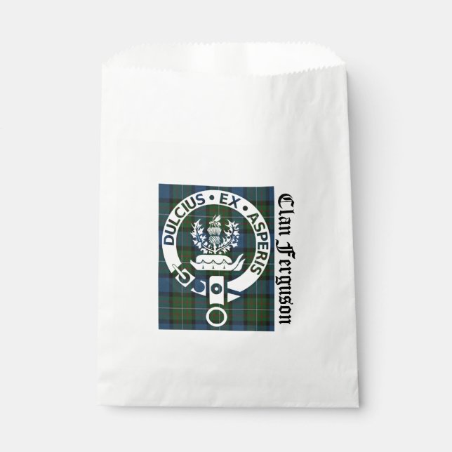 Clan Ferguson Crest Badge & Tartan Favour Bags (Front)