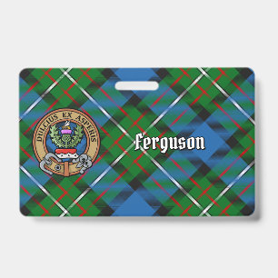 Clan Ferguson Crest over Tartan ID Badge