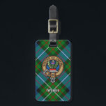 Clan Ferguson Crest over Tartan Luggage Tag<br><div class="desc">Clan Ferguson crest badge surrounded by a strap and buckle over tartan background. Custom text on both sides.</div>