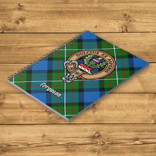 Clan Ferguson Crest over Tartan Notebook