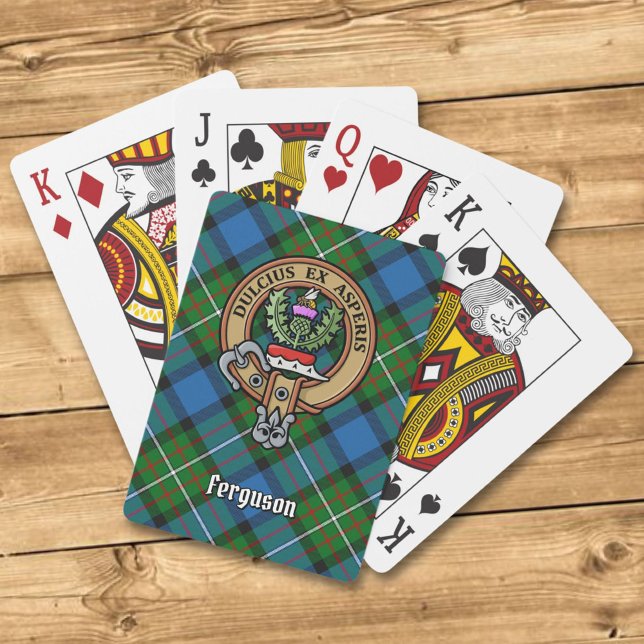 Clan Ferguson Crest over Tartan Playing Cards (Creator Uploaded)