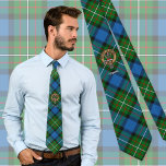 Clan Ferguson Crest over Tartan Tie<br><div class="desc">Clan Ferguson crest badge surrounded by a strap and buckle over tartan background. Custom text.</div>