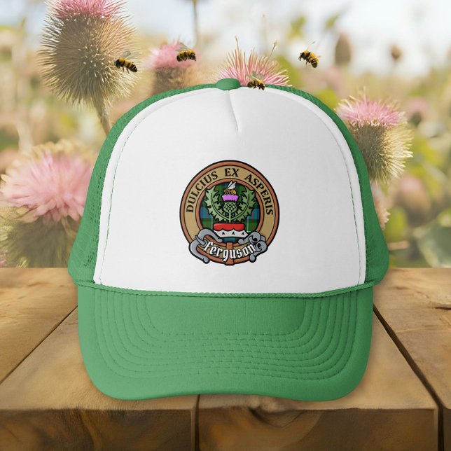 Clan Ferguson Crest over Tartan Trucker Hat (Creator Uploaded)