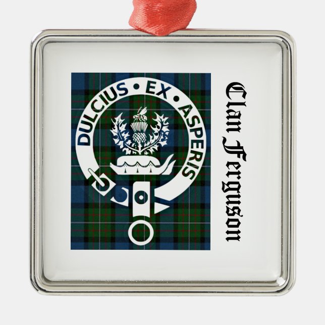 Clan Ferguson Crest Tartan Metal Tree Decoration (Front)