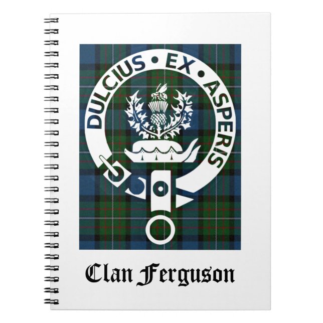 Clan Ferguson Crest Tartan Notebook (Front)