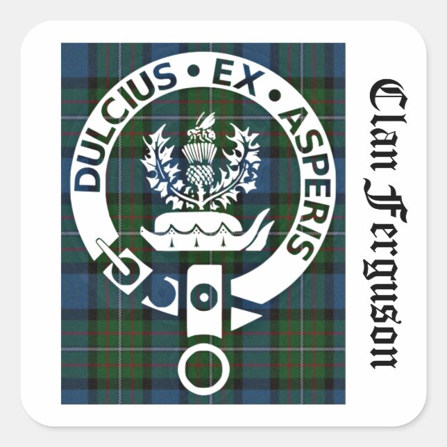 Clan Ferguson Crest Tartan Square Sticker (Front)