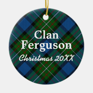 Clan Ferguson Scottish Tartan Ceramic Tree Decoration