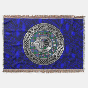 Clan Fergusson Crest & Tartan Knot Throw Blanket