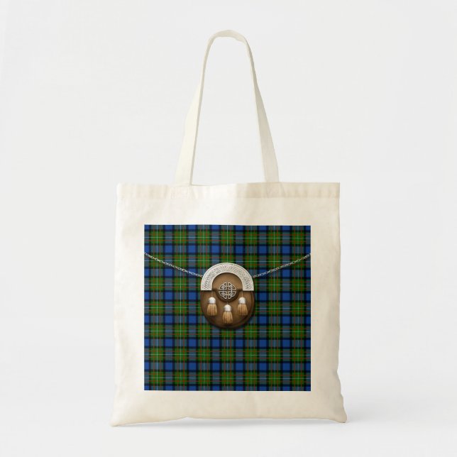 Clan Fergusson Tartan And Sporran Tote Bag (Front)