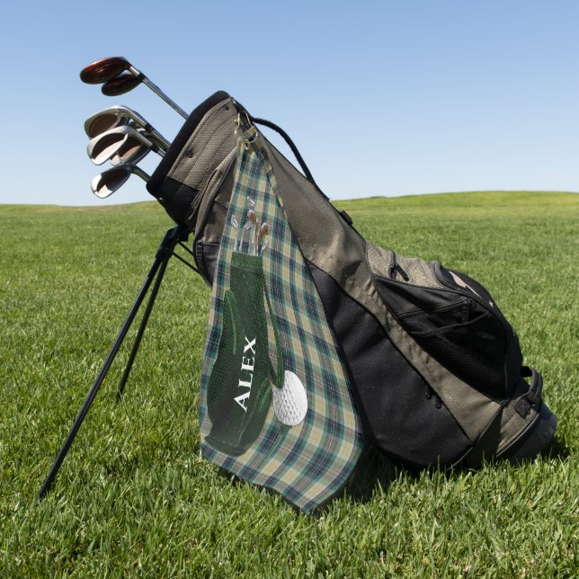 Clan Fitzpatrick Tartan Plaid Personalised Golf Towel (Green)