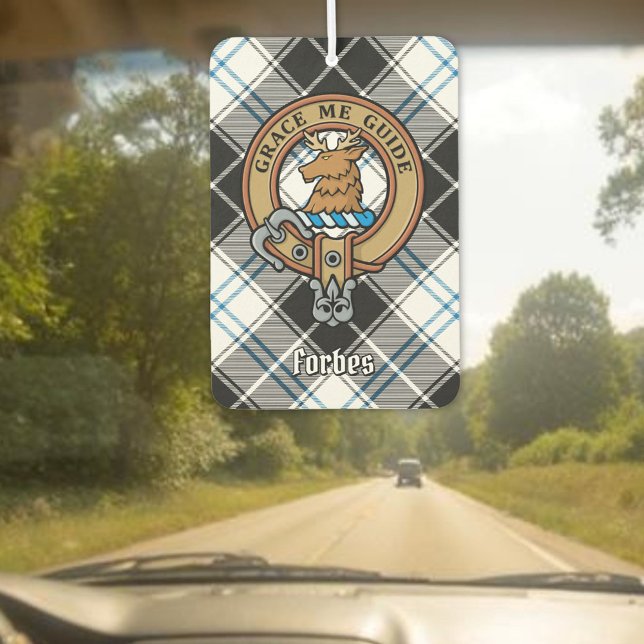 Clan Forbes Crest over Dress Tartan Car Air Freshener (Creator Uploaded)