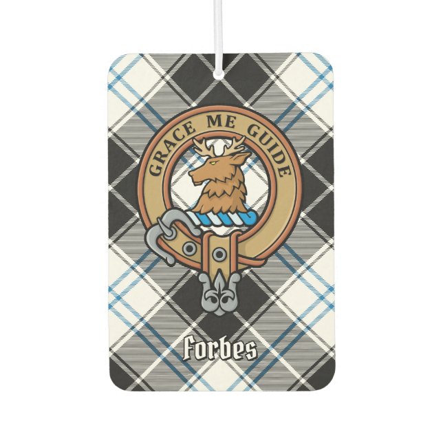 Clan Forbes Crest over Dress Tartan Car Air Freshener (Front)
