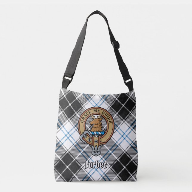 Clan Forbes Crest over Dress Tartan Crossbody Bag (Front)