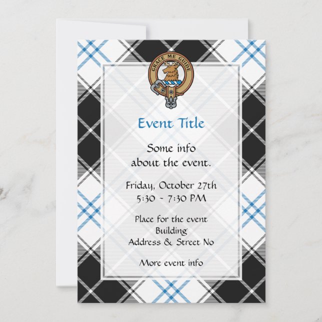 Clan Forbes Crest over Dress Tartan Invitation (Front)