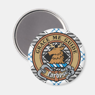 Clan Forbes Crest over Dress Tartan Magnet