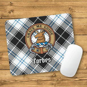 Clan Forbes Crest over Dress Tartan Mouse Mat