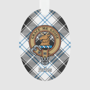 Clan Forbes Crest over Dress Tartan Ornament
