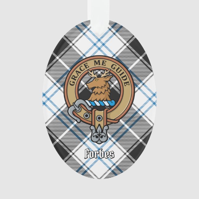 Clan Forbes Crest over Dress Tartan Ornament (Front)