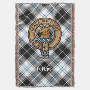 Clan Forbes Crest over Dress Tartan Throw Blanket