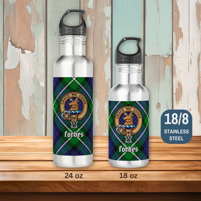 Clan Forbes Crest over Tartan 710 Ml Water Bottle (Creator Uploaded)