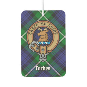 Clan Forbes Crest over Tartan Car Air Freshener