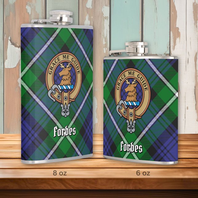 Clan Forbes Crest over Tartan Hip Flask (Creator Uploaded)
