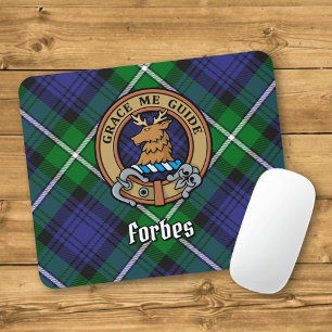 Clan Forbes Crest over Tartan Mouse Mat