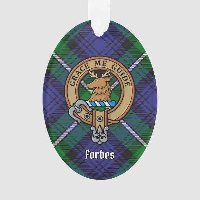 Clan Forbes Crest over Tartan Ornament (Front)