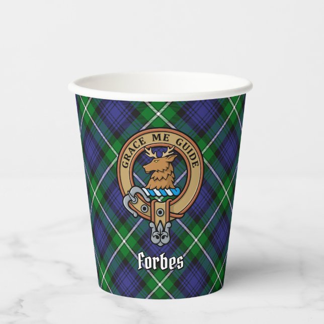 Clan Forbes Crest over Tartan Paper Cups (Front)