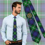 Clan Forbes Crest over Tartan Tie<br><div class="desc">Clan Forbes crest badge surrounded by a strap and buckle over tartan background. Custom text.</div>