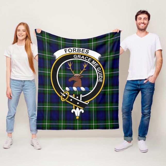 Clan Forbes Modern Tartan Plaid Fleece Blanket (In Situ)
