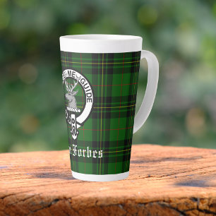 Clan Forbes Tartan and Crest Badge  Latte Mug
