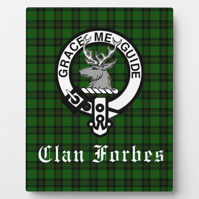 Clan Forbes Tartan and Crest Badge  Plaque (Front)