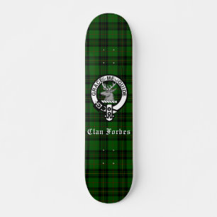 Clan Forbes Tartan and Crest Badge  Skateboard