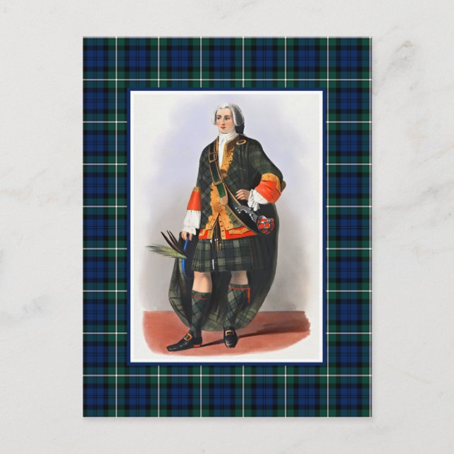Clan Forbes Vintage Illustration Tartan Frame Postcard (Front)