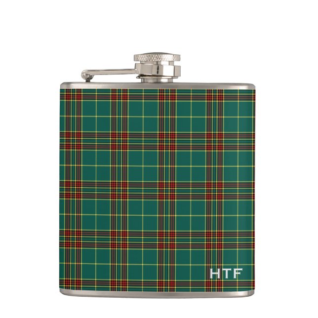 Clan Forde Tartan Monogrammed Hip Flask (Front)