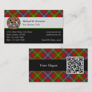 Clan Forrester Crest over Tartan Business Card