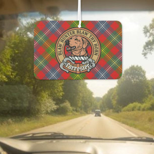 Clan Forrester Crest over Tartan Car Air Freshener