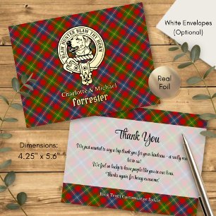 Clan Forrester Crest over Tartan Foil Invitation Postcard