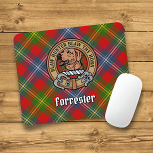 Clan Forrester Crest over Tartan Mouse Mat