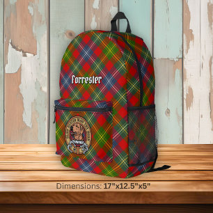 Clan Forrester Crest over Tartan Printed Backpack