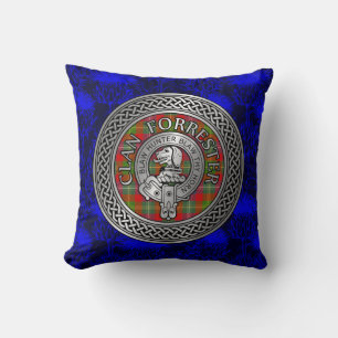 Clan Forrester Foster Crest & Tartan Knot Cushion