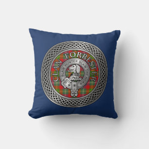 Clan Forrester Foster Crest & Tartan Knot Cushion