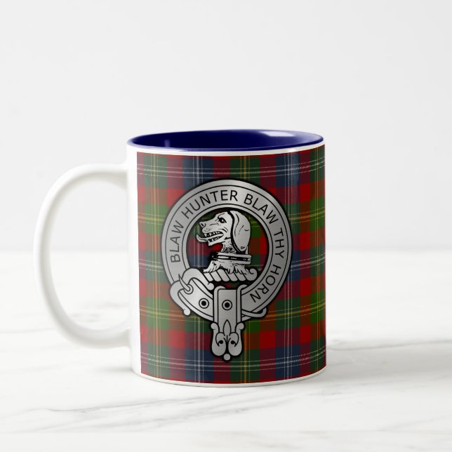 Clan Forrester / Foster Crest & Tartan Two-Tone Coffee Mug (Left)