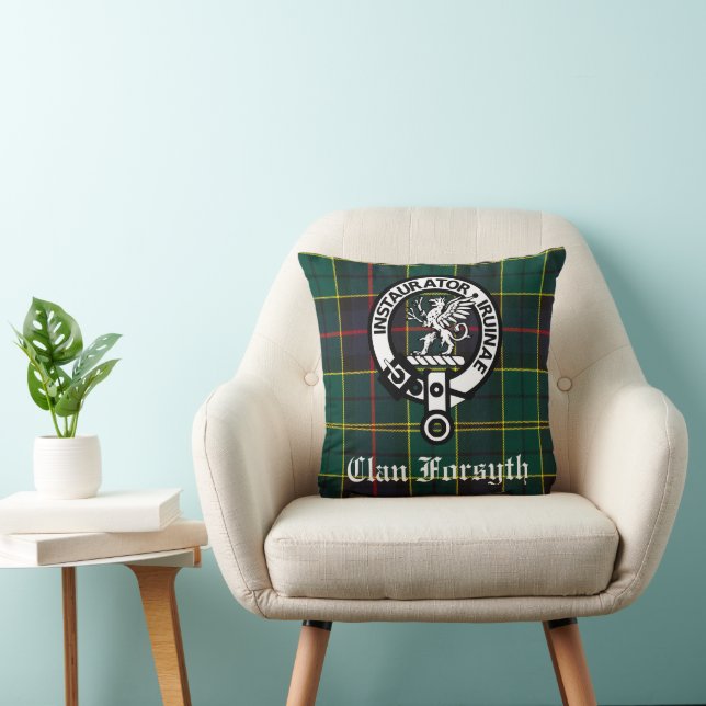 Clan Forsyth Crest Badge and Tartan Cushion (Chair)