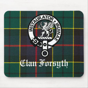 Clan Forsyth Crest Badge and Tartan Mouse Mat