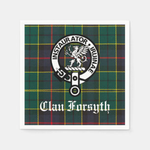 Clan Forsyth Crest & Tartan Customisable Napkin